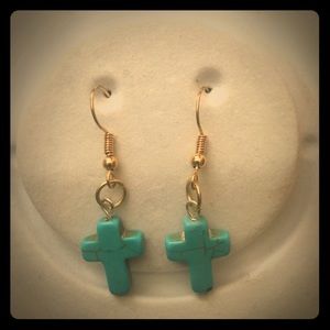 Turquoise Cross Earrings